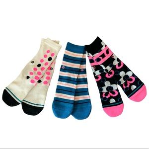 (3) Stance Girls Light Cushion Crew Socks Size L